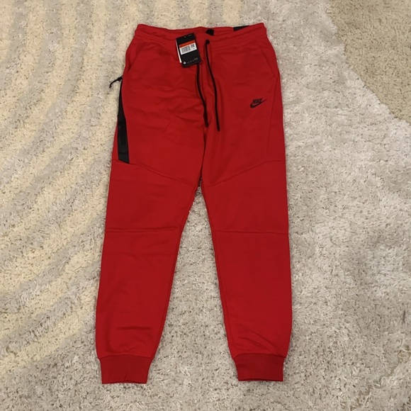 Nike Tech Fleece Red Tracksuit Sweatpants Men’s Size Large - Picture 1 of 2